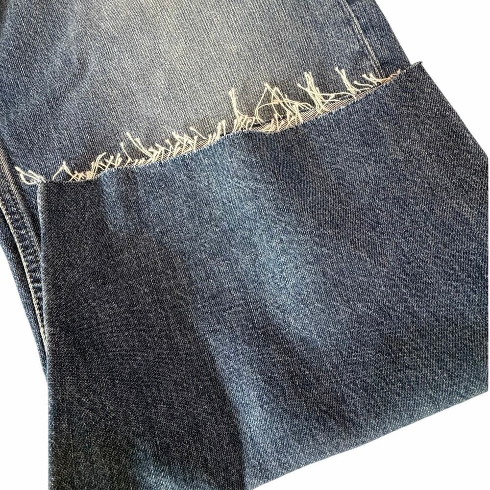 Madewell Low-Slung Baggy Crop Blue Jeans Raw Hem Button Fly Wide Leg Y2K Size 34 - Picture 9 of 16